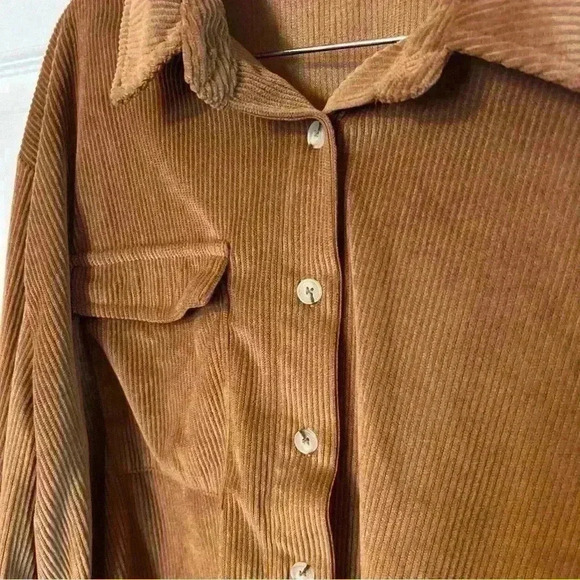 Princess Polly Rylan Shirt Color Brown Size US 8 Oversized Corduroy Shacket, EUC - Picture 5 of 5
